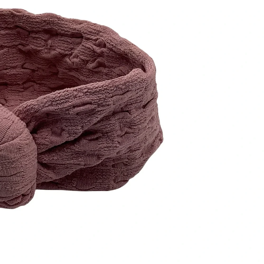 Cable Knit Donut Knot Headband Girls OS Mauve Boho Coquette